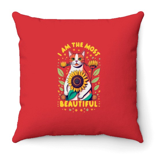 Cat with Flowers Amazing Throw Pillows Design for Pets