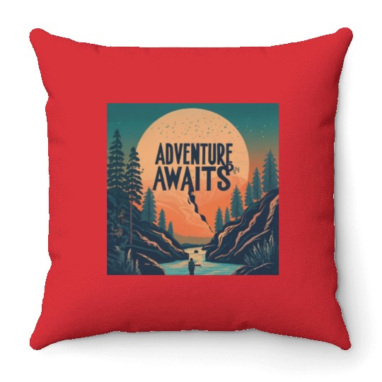 Nature with travel quote design Throw Pillows Throw Pillows