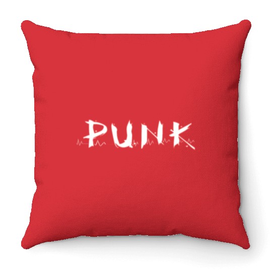 Punk Rock Emo Metal Music Lovers Heart Pulse Throw Pillows