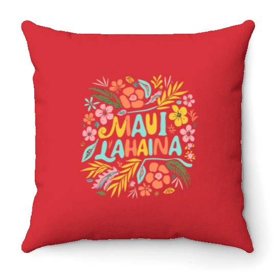 Maui Strong Lahaina Flower floral Throw Pillows