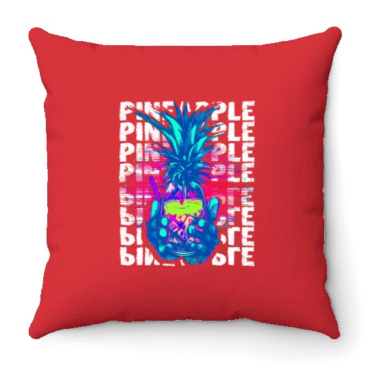Pineapple Illustration Throw Pillows