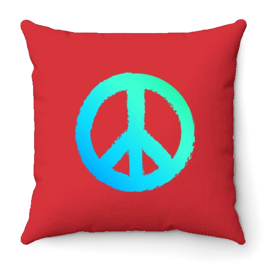 Gradient Peace Symbol Men Peace Sign Throw Pillows