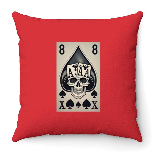 card with skeleton head (halloween design) Throw Pillows