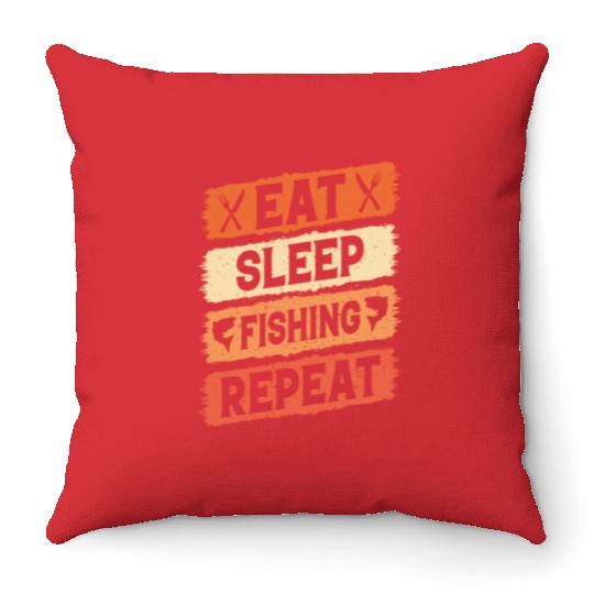 Eat Sleep Fishing Repeat | Angler motif | Fishing Throw Pillows