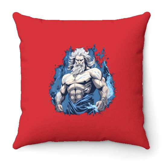 Zeus' Thunderbolt: Godly Gym Dominance Throw Pillows