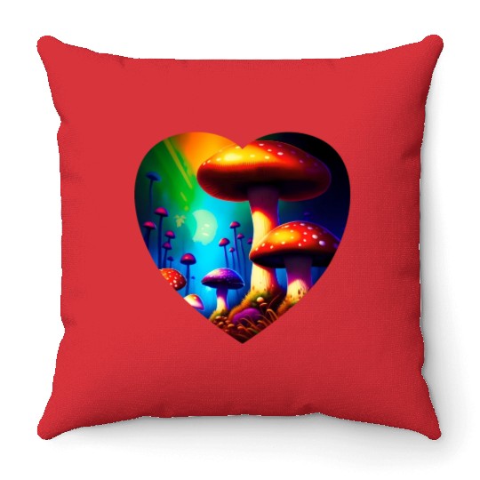 Love mushrooms Throw Pillows
