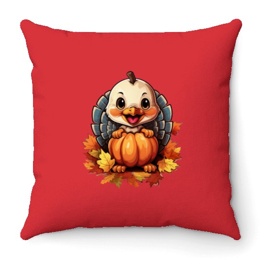 Pumpkin Bird Turkey Holiday Animal Pet Lover Throw Pillows
