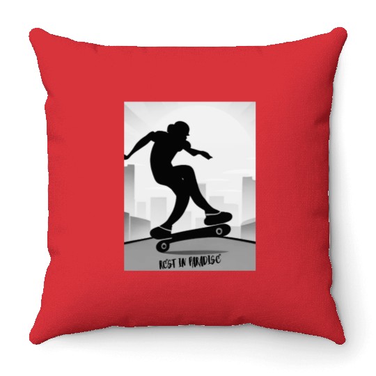 Skateboarder - Rest In Paradise Throw Pillows