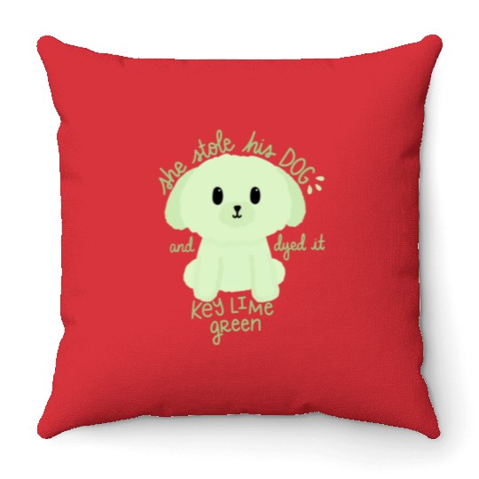 Key Lime Green Dog Throw Pillows