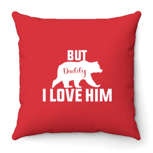 But Daddy I Love Him Retro Groovy Wavy Style Funny Throw Pillows