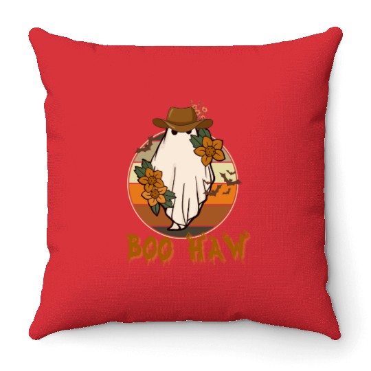BOO HAW Western Halloween Throw Pillows