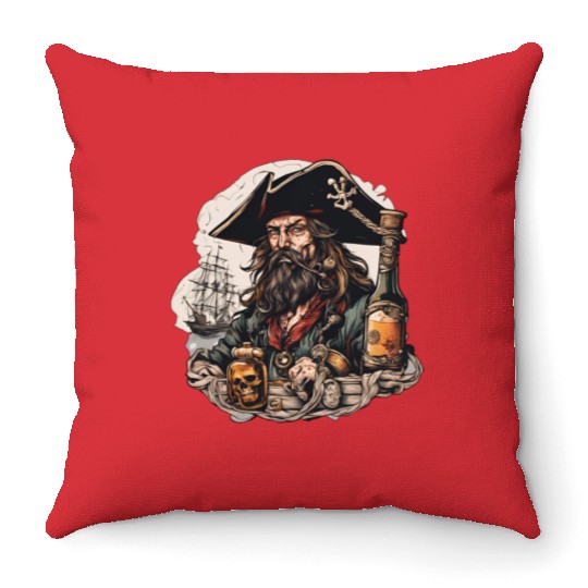 Drunk Pirate / Ahoi / Anchor / Rum / Ship / Boat Throw Pillows