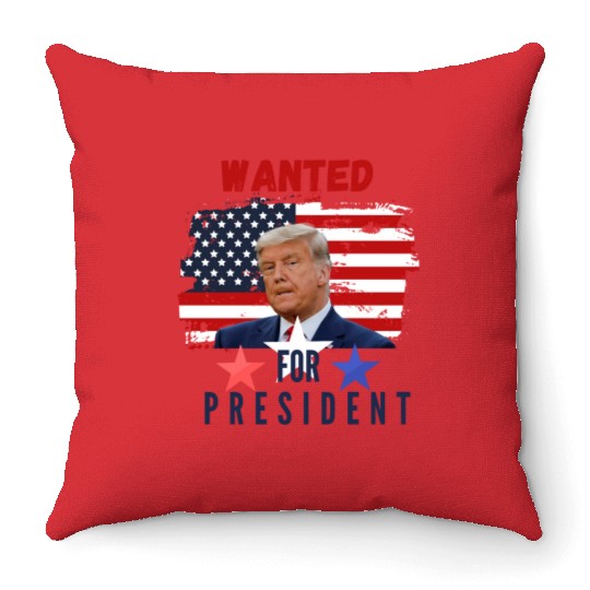 WANTED for PRESIDENT trump 2024 mug shot never sur Throw Pillows