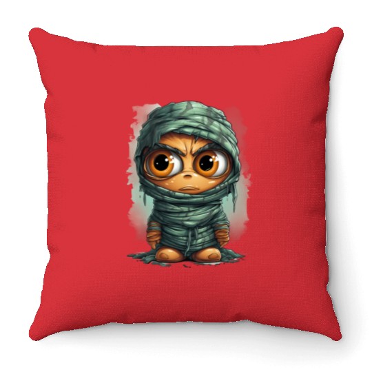 Halloween Spooky Cartoon Mummy Throw Pillows