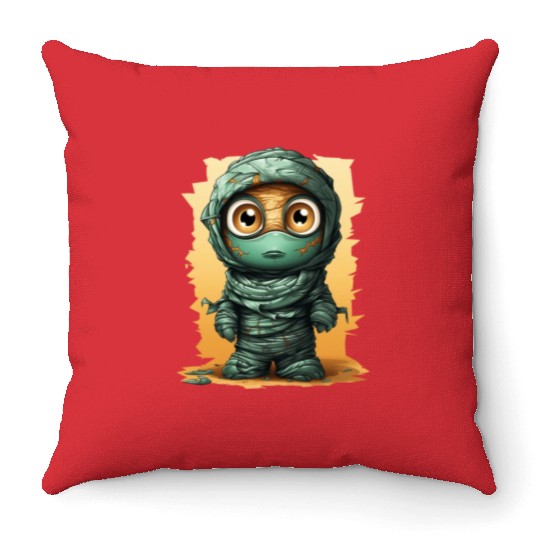 Halloween Spooky Cartoon Mummy Throw Pillows
