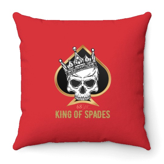 King of spades skull Throw Pillows