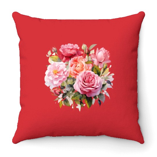 Nature's Artistic Elegance English Rose Tapestry Throw Pillows