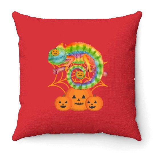 halloween Chameleon Throw Pillows
