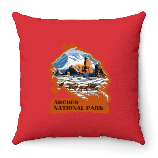 Arches National Park Stickers Throw Pillows