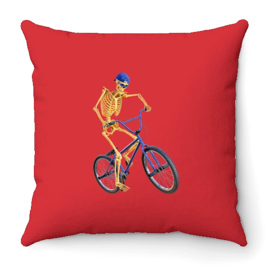 The Grim Reaper doing freestyle biking Throw Pillows