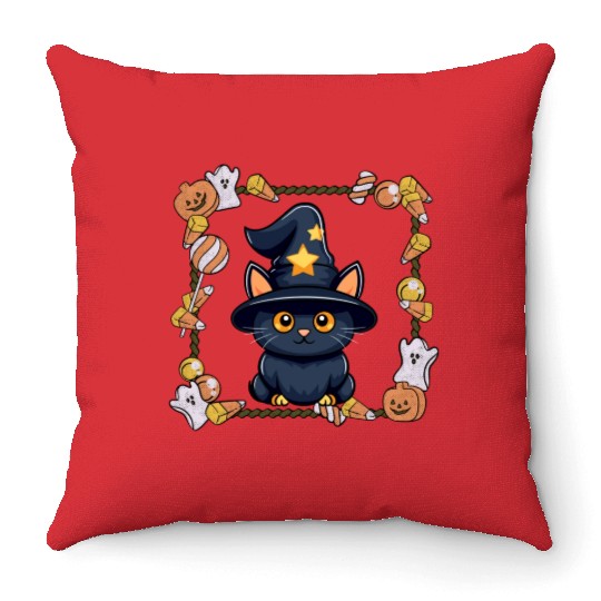 HALLOWEEN KITTY Throw Pillows