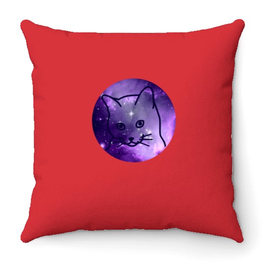 Galaxy Space Cat Funny Cat Lover Throw Pillows