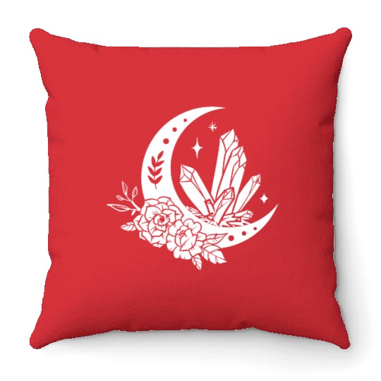 "Crystal Moon Flowers" Throw Pillows