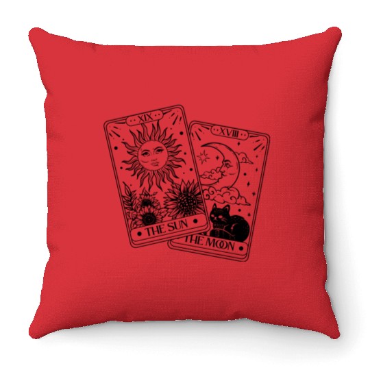 "Tarot Cards: Sun and Moon" Throw Pillows