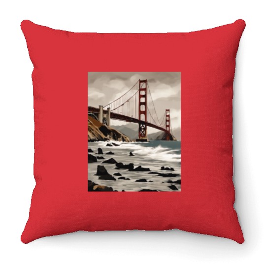 Golden Gate Bridge California Throw Pillows, Golden Gate