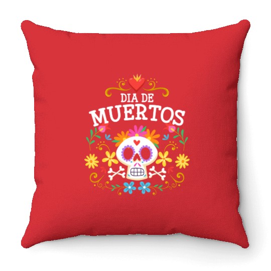 Holiday Death Mexican Flowers Throw Pillows