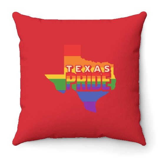 Rainbow Design Texas Map for proud LGBT+ Texans Throw Pillows