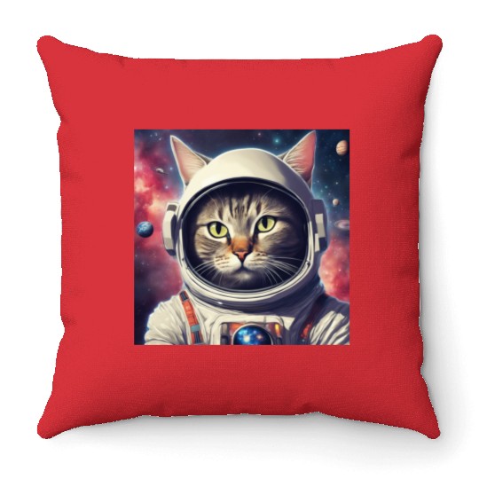 space cat Throw Pillows