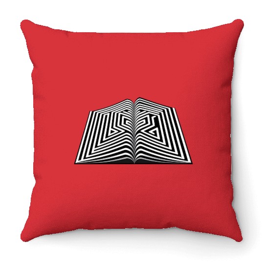 Maze In Book Graphic Throw Pillows