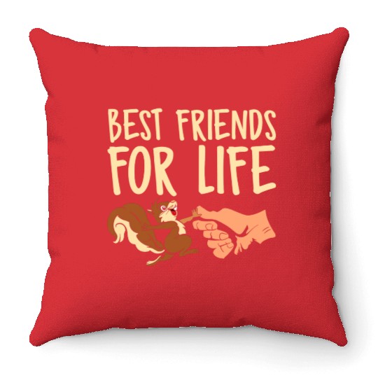 Best Friends For Life Squirrel Fist Bump Animal Throw Pillows