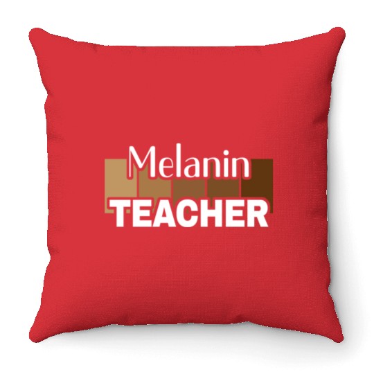 Melanin Teacher Life Afro Teacher African American Throw Pillows