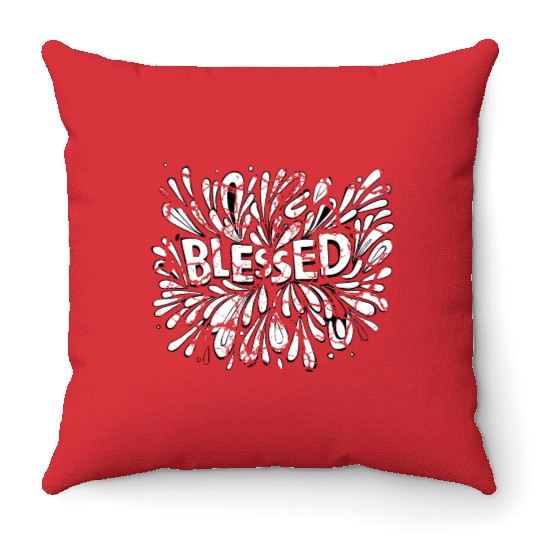 Blessed Groovy Black and White Cracked Style Throw Pillows