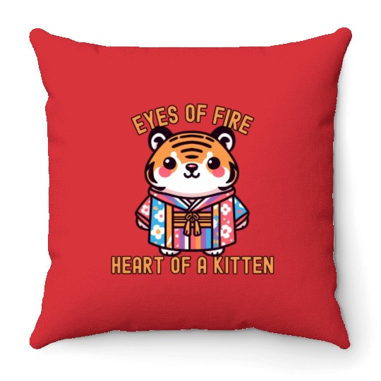 Bengal tiger in Kimono Throw Pillows