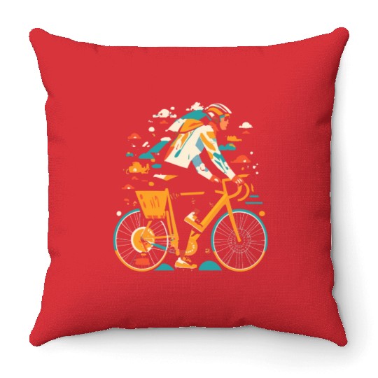 All Seasons Cyclist Gift Throw Pillows