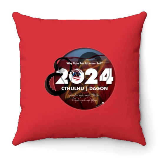 Why vote for a lesser evil? Cthulhu and Dagon 2024 Throw Pillows