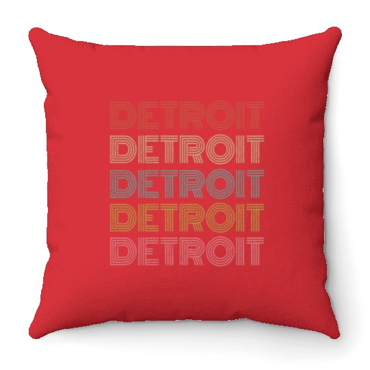 Vintage Retro Detroit Michigan Throw Pillows 70s 80s Style