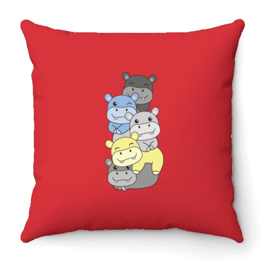 Periboy Flag Pride Lgbtq Cute Hippo Stack Throw Pillows