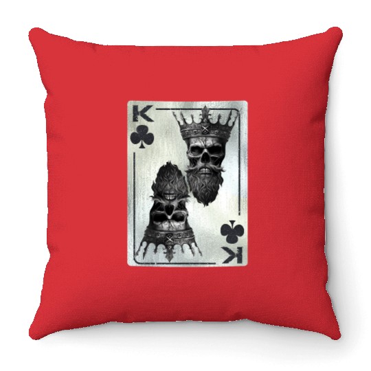 Gothic Card Game Clubs King Creepy Throw Pillows
