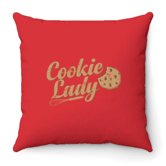 Cookie Lady Confectioner Cake Throw Pillows