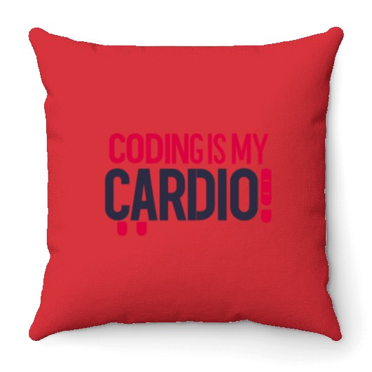 Coding Is My Cardio | Gym Geek Developer Throw Pillows