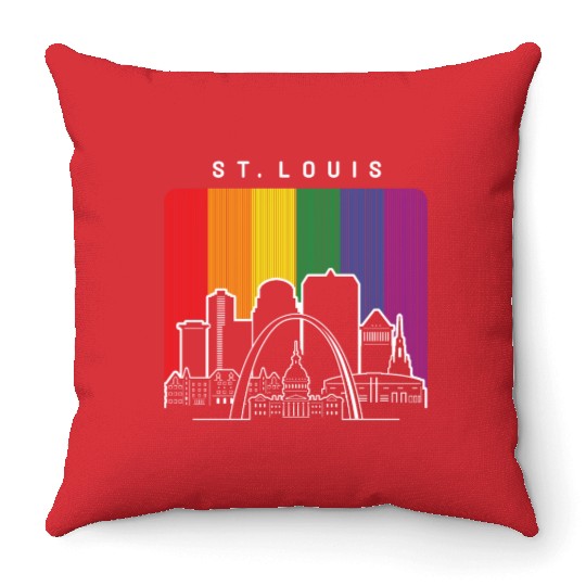 St. Louis Missouri Rainbow Flag LGBTQAI Pride Throw Pillows