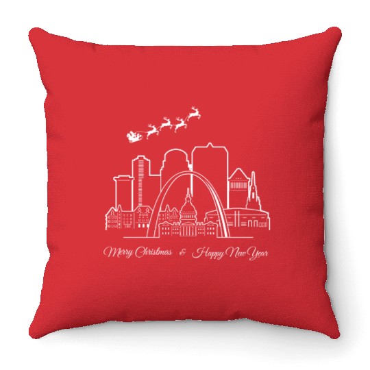 St. Louis Missouri Merry Christmas Happy New Year Throw Pillows