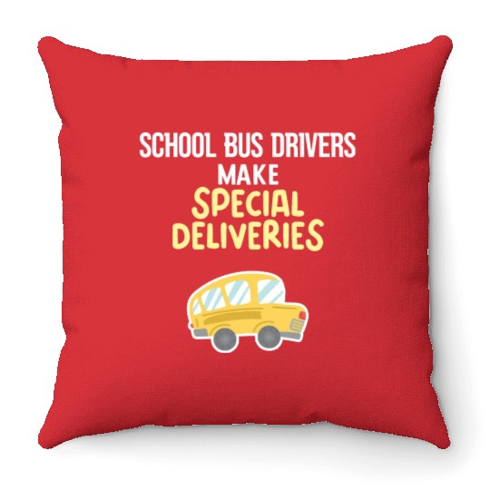 School Bus Drivers Make Special Deliveries Throw Pillows