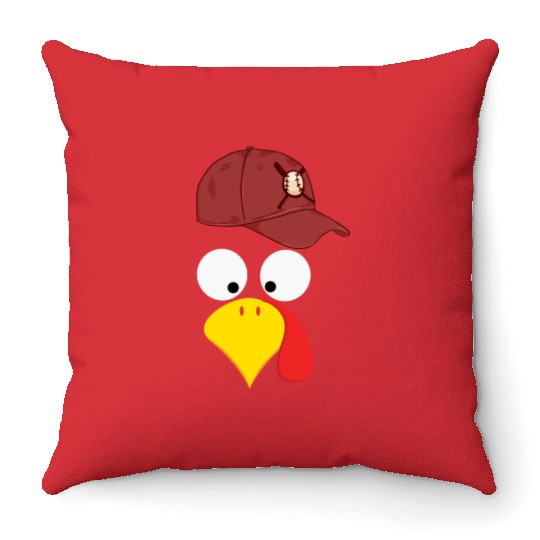 Turkey baseball thanksgiving Throw Pillows
