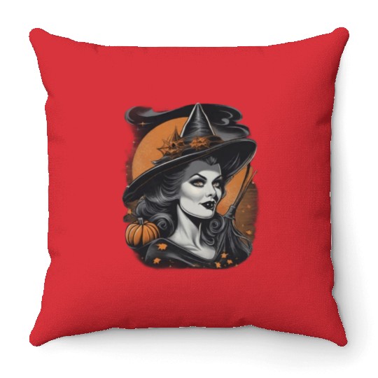 hallowen witch design 30 Throw Pillows