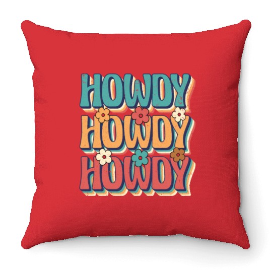 Groovy Howdy Rodeo Western Country Southern Cowgir Throw Pillows